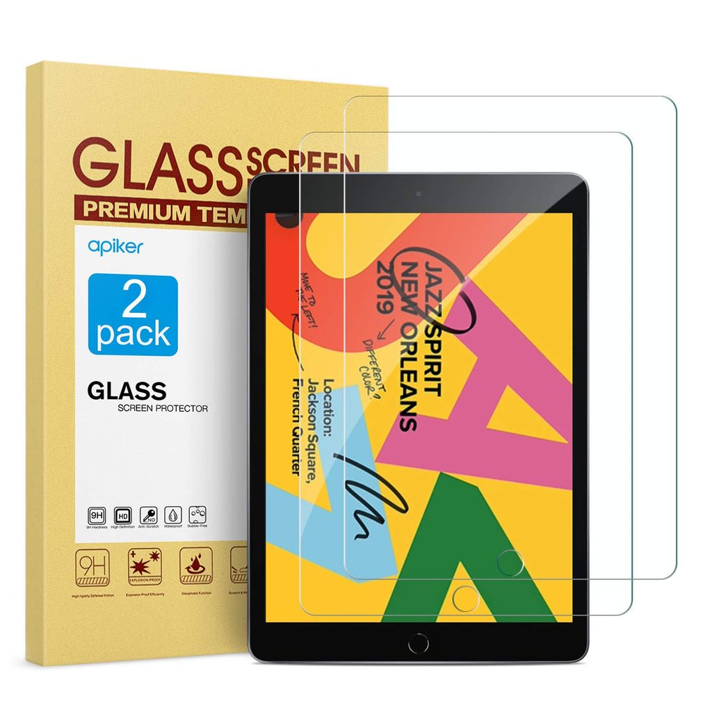 apiker 2 Pack Screen Protector Compatible with iPad 9th Generation/iPad 8th Generation 10.2 Inch, Tempered Glass Compatible with iPad 9 8 7 (2021/2020/2019) product image