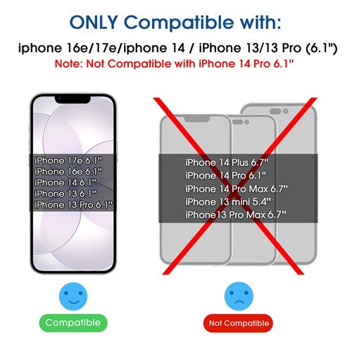 amFilm Tempered Glass Screen Protector + Camera Lens Protector for iPhone 14 6.1", OneTouch Auto-Alignment, Anti-Scratch (2+2 Pack) product image