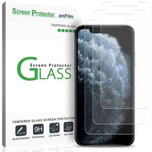 amFilm Glass Screen Protector for iPhone 11 Pro, iPhone XS/X with Easy Installation Tray, Tempered Glass, 3 Pack product image