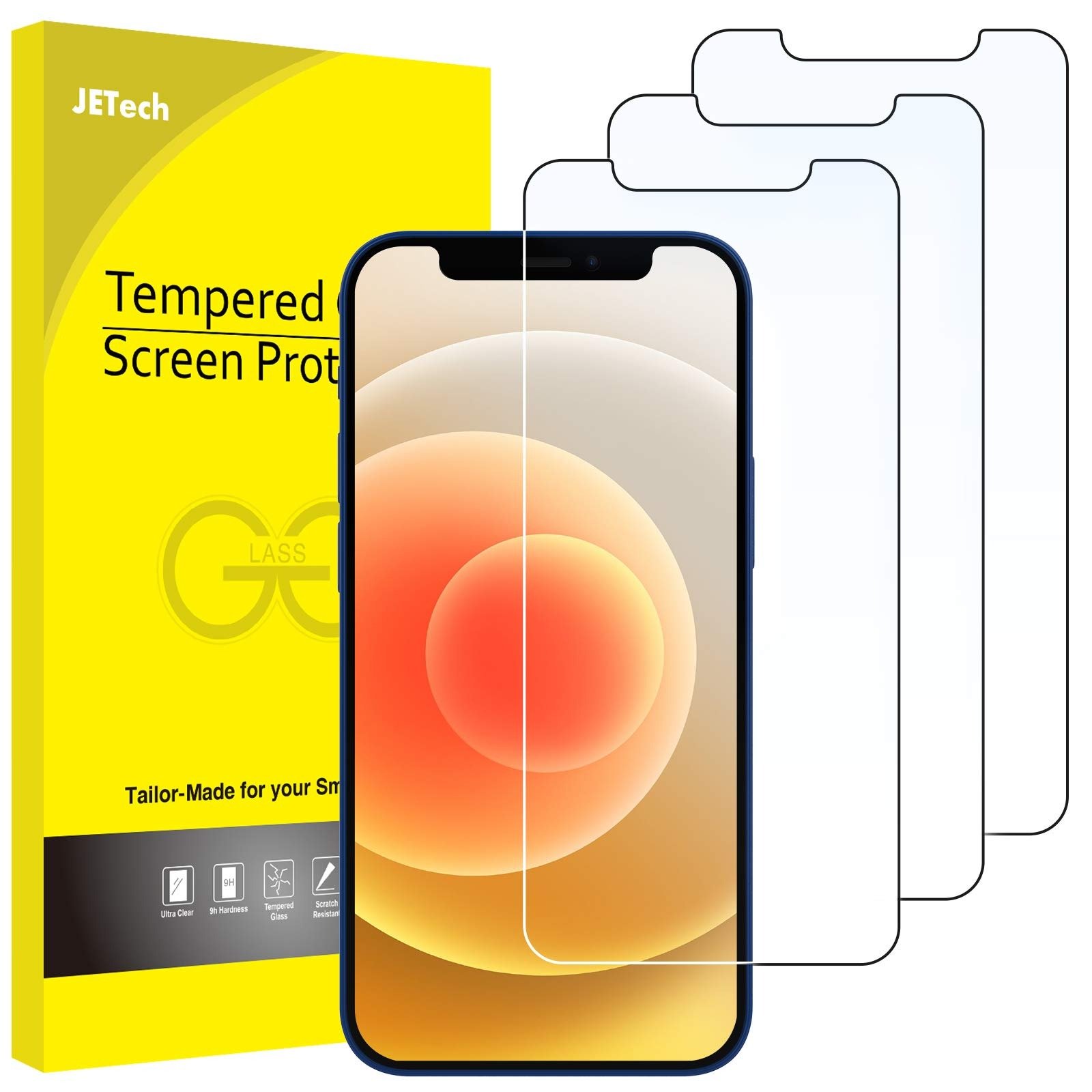 JETech Screen Protector for iPhone 12/12 Pro 6.1-Inch, Tempered Glass Film, 3-Pack product image