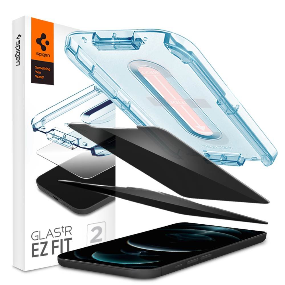 Spigen Tempered Glass Screen Protector [GlasTR EZ FIT - Privacy] Designed for iPhone 12 / iPhone 12 Pro - 2 Pack product image