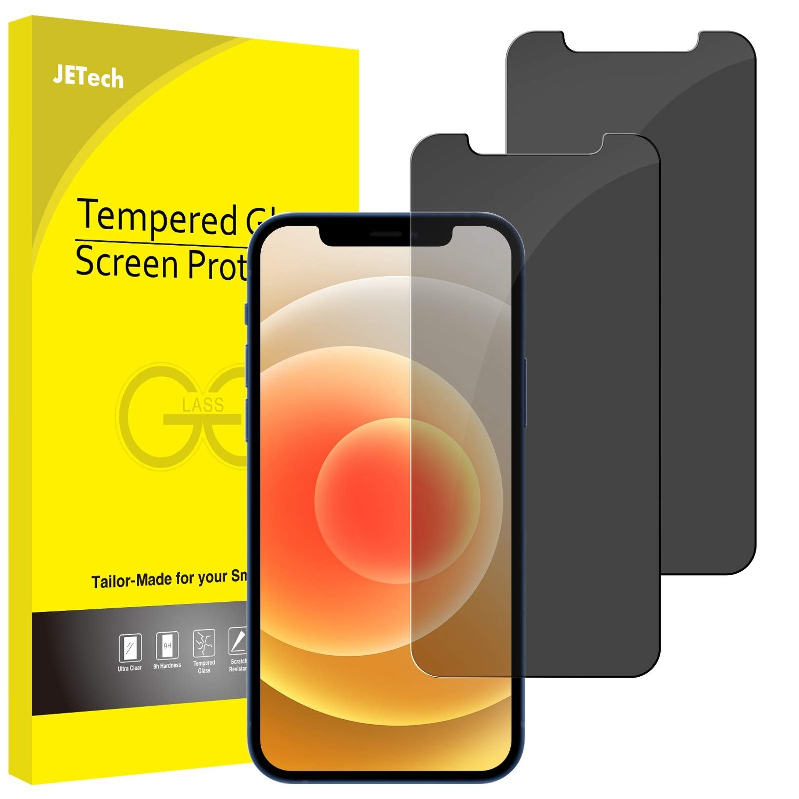 JETech Privacy Screen Protector for iPhone 12/12 Pro 6.1-Inch, Anti Spy Tempered Glass Film, 2-Pack product image
