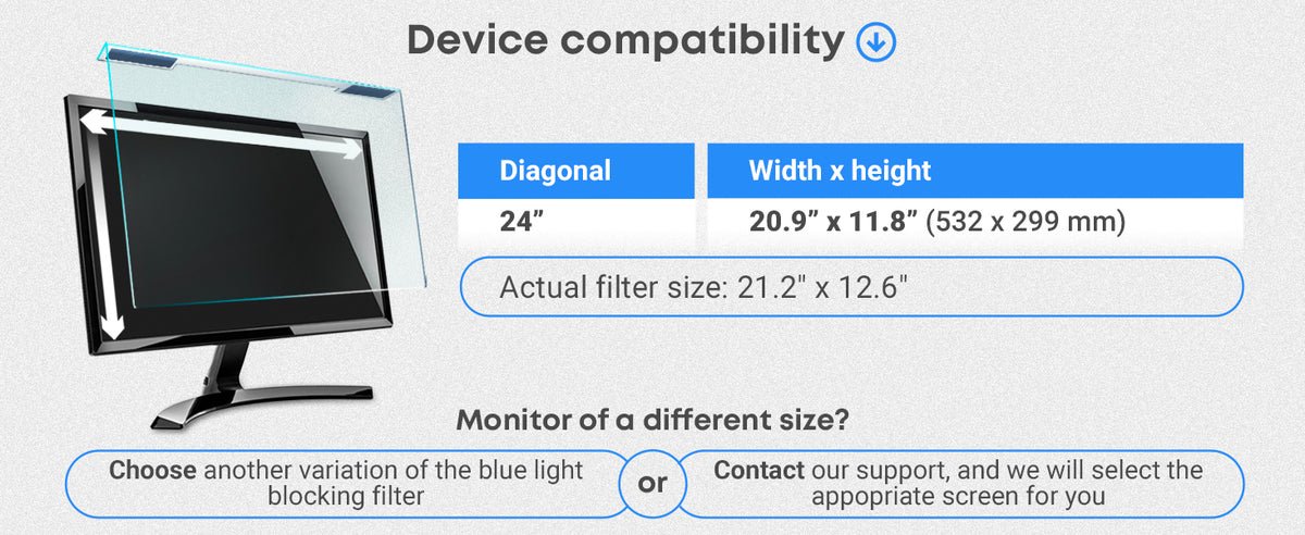 VINTEZ Blue Light Screen Protector for 23, 23.6, 23.8, 24 Inch Computer Monitor and Laptop – Anti-UV Blue Light Blocking Film for Desktop PC, Eye Protection Filter, 21.2" x 13.4", 1 Pack product image
