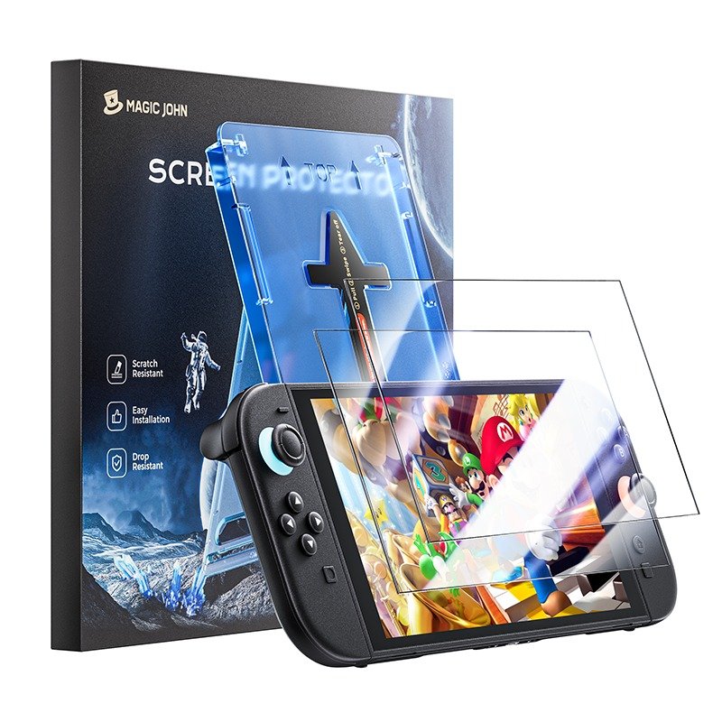 MAGIC JOHN for Nintendo Switch 2 Eye Protection Screen Protector 7.9'' 2025, Anti-Glare, Blue Light Filter, HD Clear, Automatic Dust Removal, 9H Tempered Glass, Compatible with Switch Console, 2 Pack product image