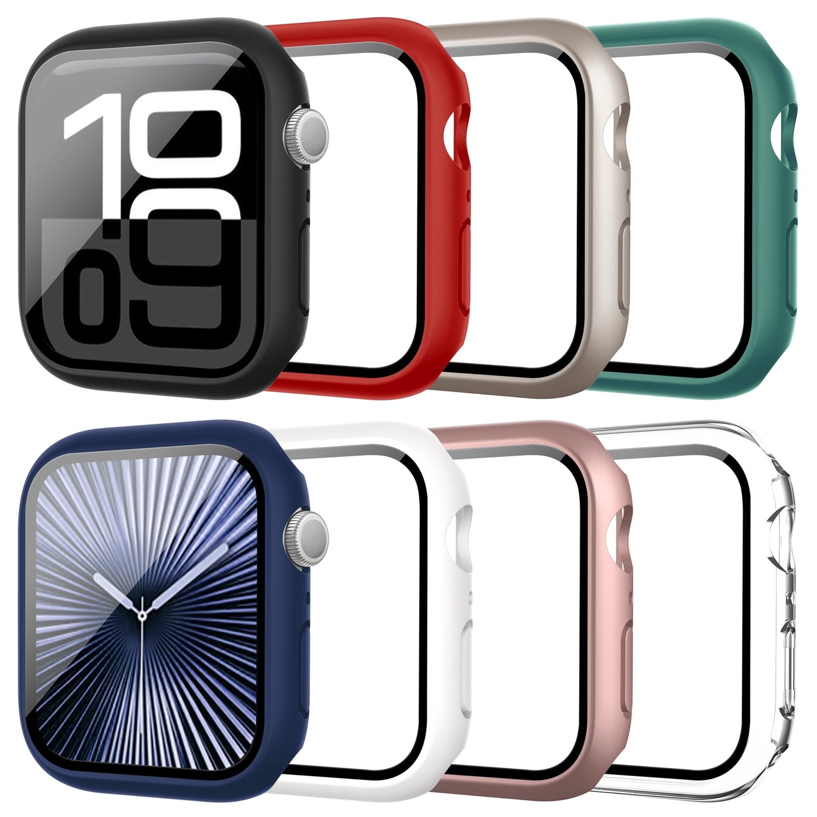 Tiorecime 8 Pack Case for Apple Watch Series 11/10 46mm with Tempered Glass Screen Protector, Shockproof Hard PC Bumper, Scratch Resistant Protective Cover Compatible with iWatch S11/S10 46mm Accessories product image