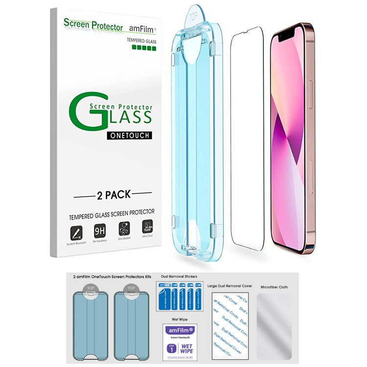 amFilm OneTouch Screen Protector for iPhone 12 Pro Max (6.7-inch, 2020), 2 Pack with Camera Lens Protectors product image