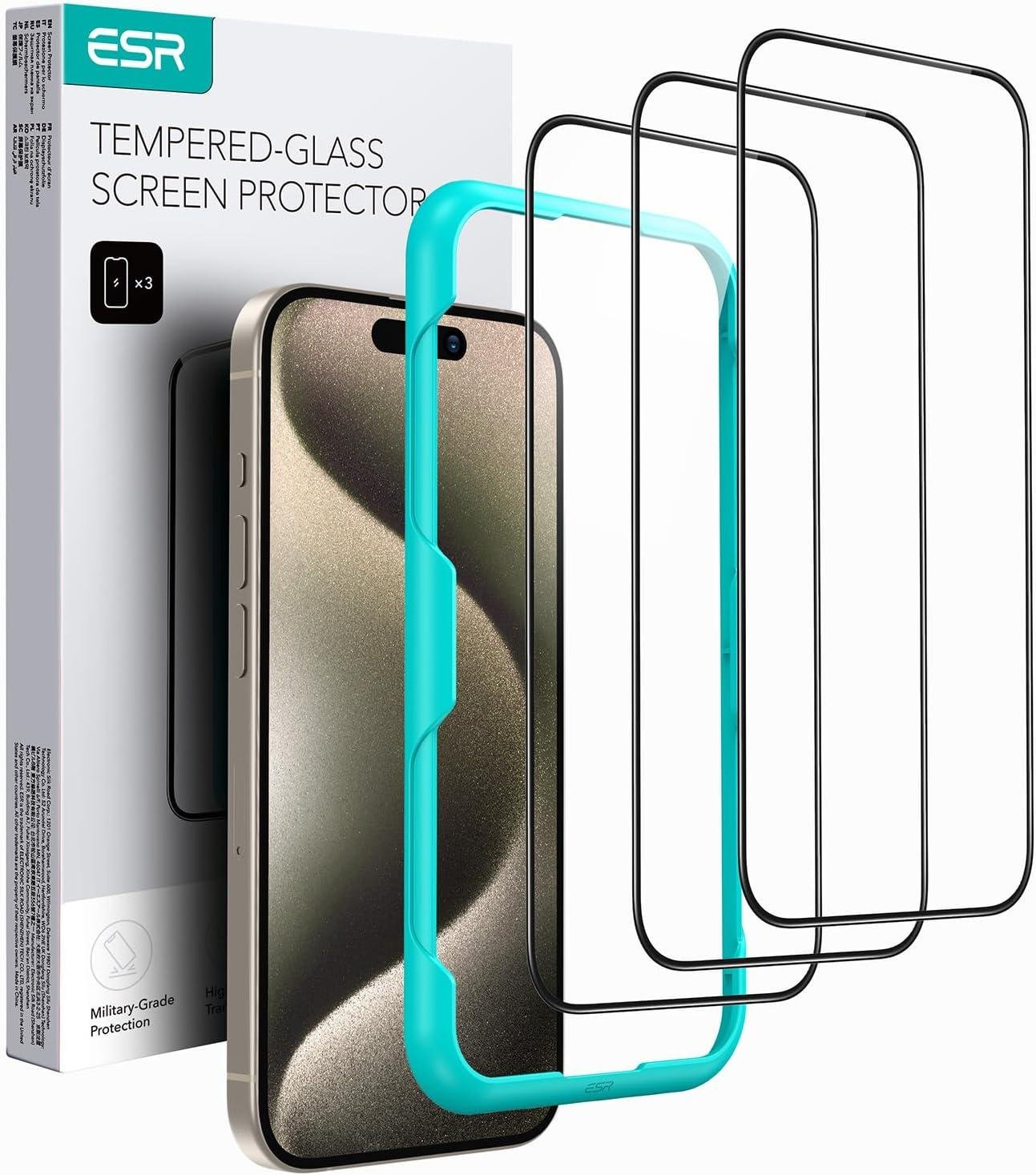 ESR Screen Protector for iPhone 12 Pro Max (2020) with Easy Installation Frame, Tempered Glass, 3 Pack product image