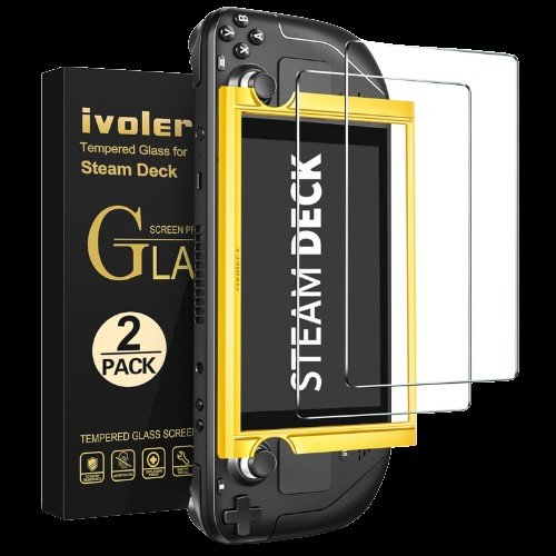 ivoler [2 Pack] Tempered Glass Screen Protector Designed for Steam Deck OLED 7.4'' 2023/Steam Deck 7''2022 with [Alignment Frame] Transparent HD Clear[Updated Version] Screen Protector for Steam Deck product image