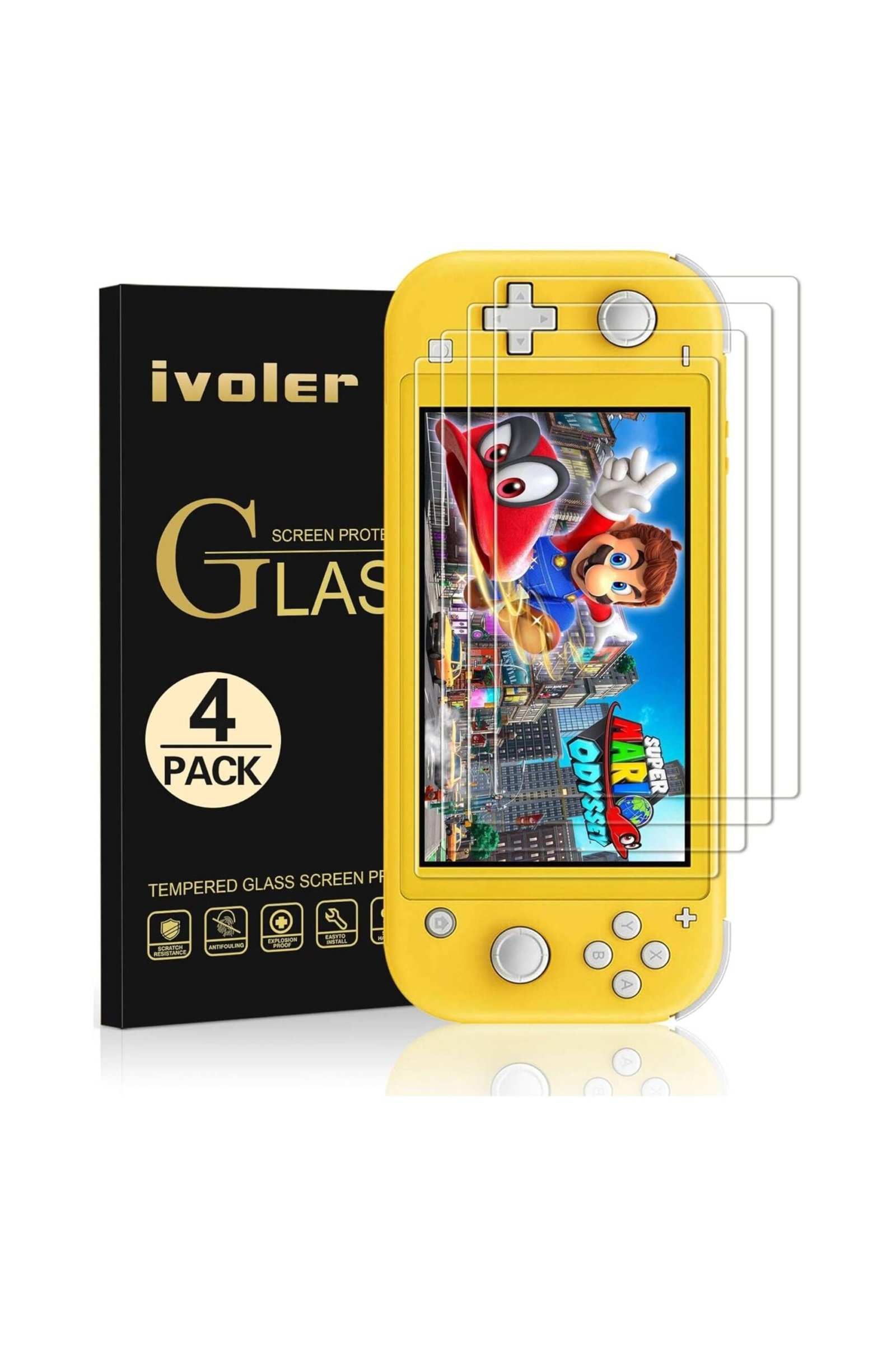ivoler [4 Pack] Screen Protector Tempered Glass for Nintendo Switch Lite, Transparent HD product image