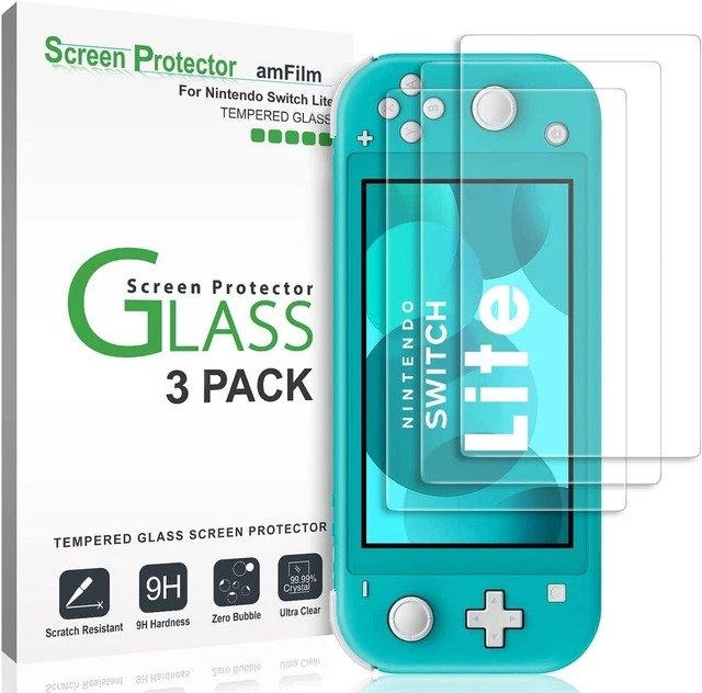 amFilm Tempered Glass Screen Protector for Nintendo Switch Lite 2019, 9H Drop & Scratch Protection, Easy Installation & Bubble Free, HD Clear, Ultra Thin, Anti Fingerprint, 3 Pack product image