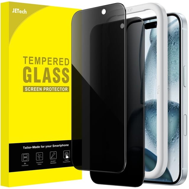 JETech Privacy Screen Protector for iPhone 16 6.1-Inch, Anti-Spy Tempered Glass Film with Easy Installation Tool, 2-Pack product image