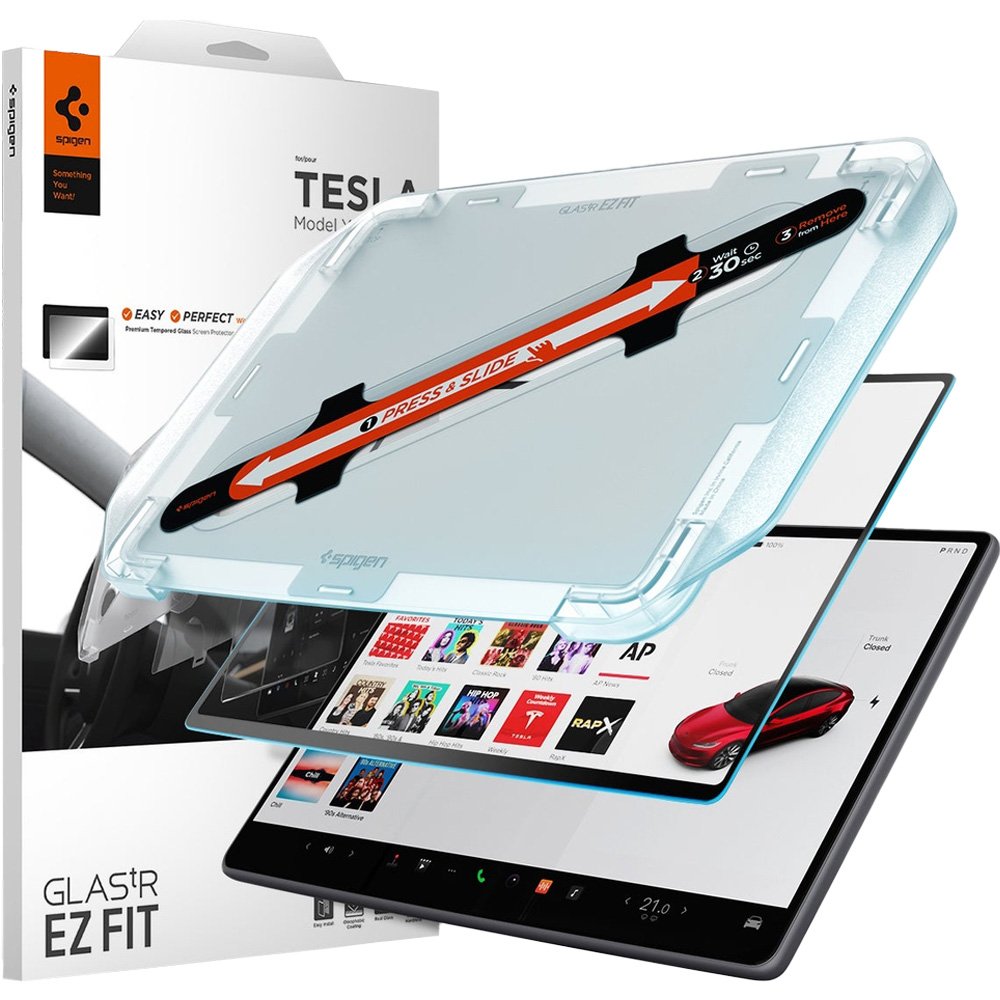 Spigen Tempered Glass Screen Protector [GlasTR EZ FIT] designed for Tesla Model 3(2024/2025/2026), Model Y (Juniper) 15.4" Dashboard Touchscreen - Matte/Anti Glare/Anti Finger Print product image