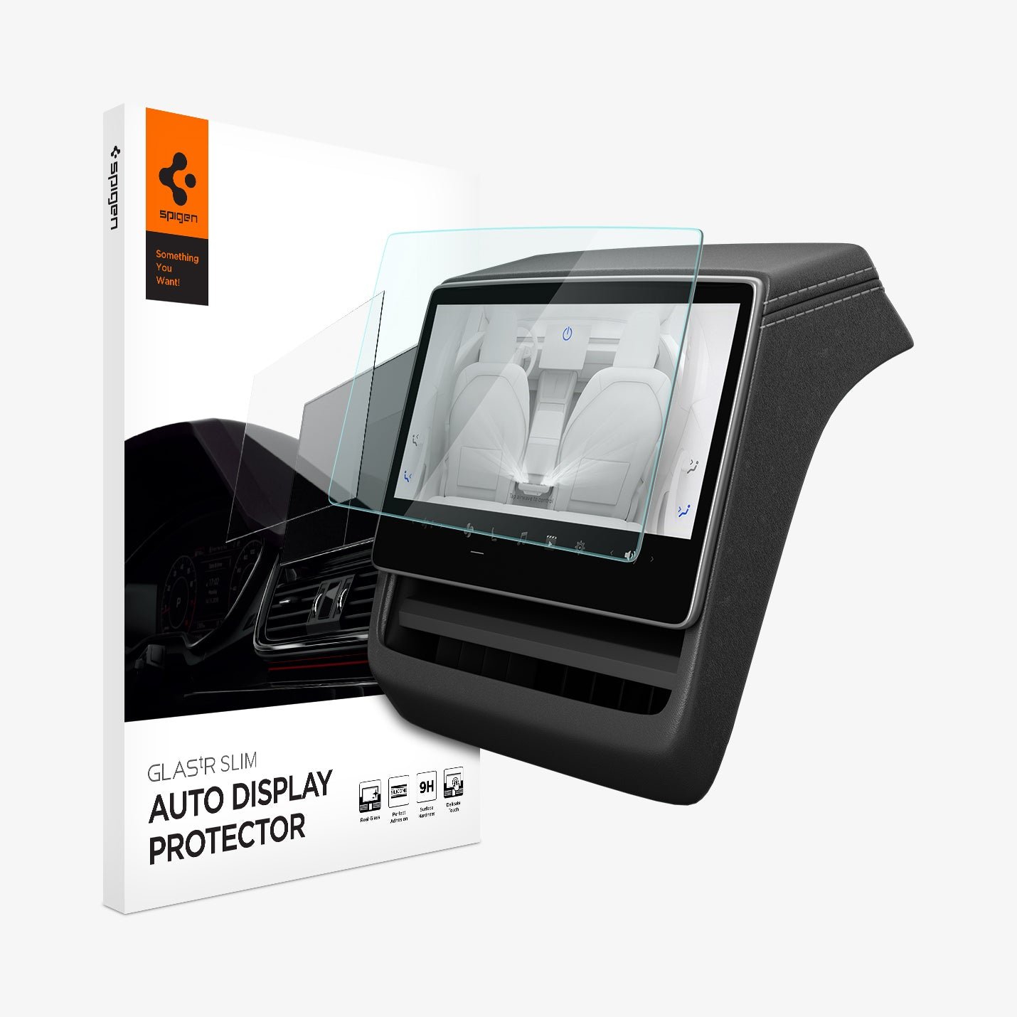 Spigen Tempered Glass Screen Protector [GlasTR Slim] designed for Tesla Model 3 (2024/2025/2026), Model Y Juniper (2025/2026) 8" Rear Touchscreen - Matte/Anti Finger Print product image
