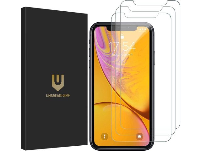 UNBREAKcable Screen Protector for iPhone XR / iPhone 11 [3-Pack], 9H Hardness Tempered Glass for iPhone XR / 11, Case Friendly, 2.5D Round Edge, Anti-Bubbles, Easy Install Tool (Not Whole Screen) product image