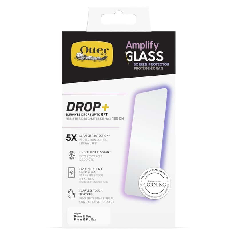 OtterBox - Amplify Glass Screen Protector for iPhone 14 Plus/13 Pro Max - Protects Against Drops & Scratches, Flawless Touch Response & Fingerprint Resistant product image
