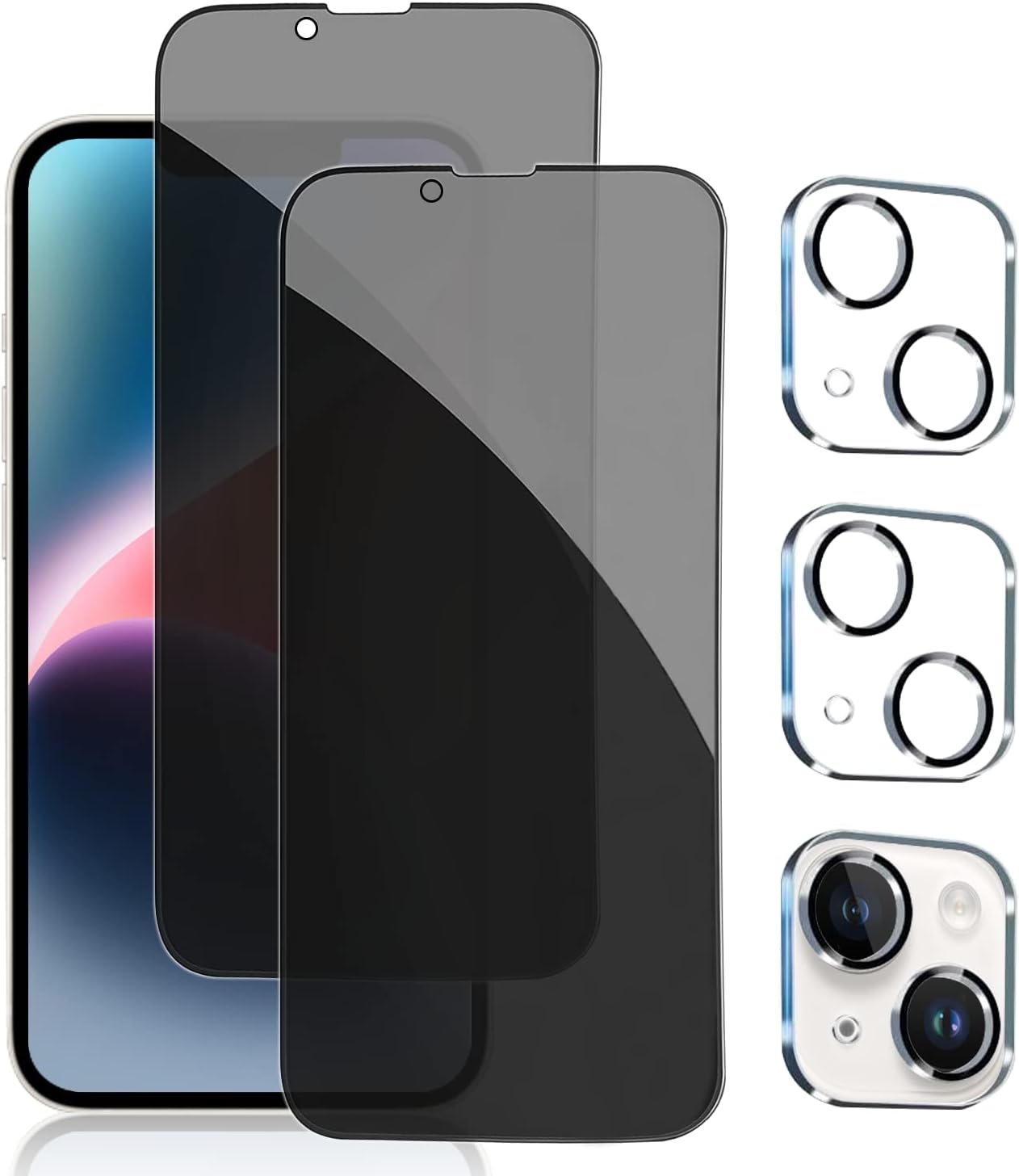 PEHAEL 2+2Pack for iPhone 14 Plus Privacy Screen Protector with Camera Lens Protector Full Coverage Anti-Spy Tempered Glass Film 9H Hardness Easy Installation Bubble Free [6.7 inch] product image