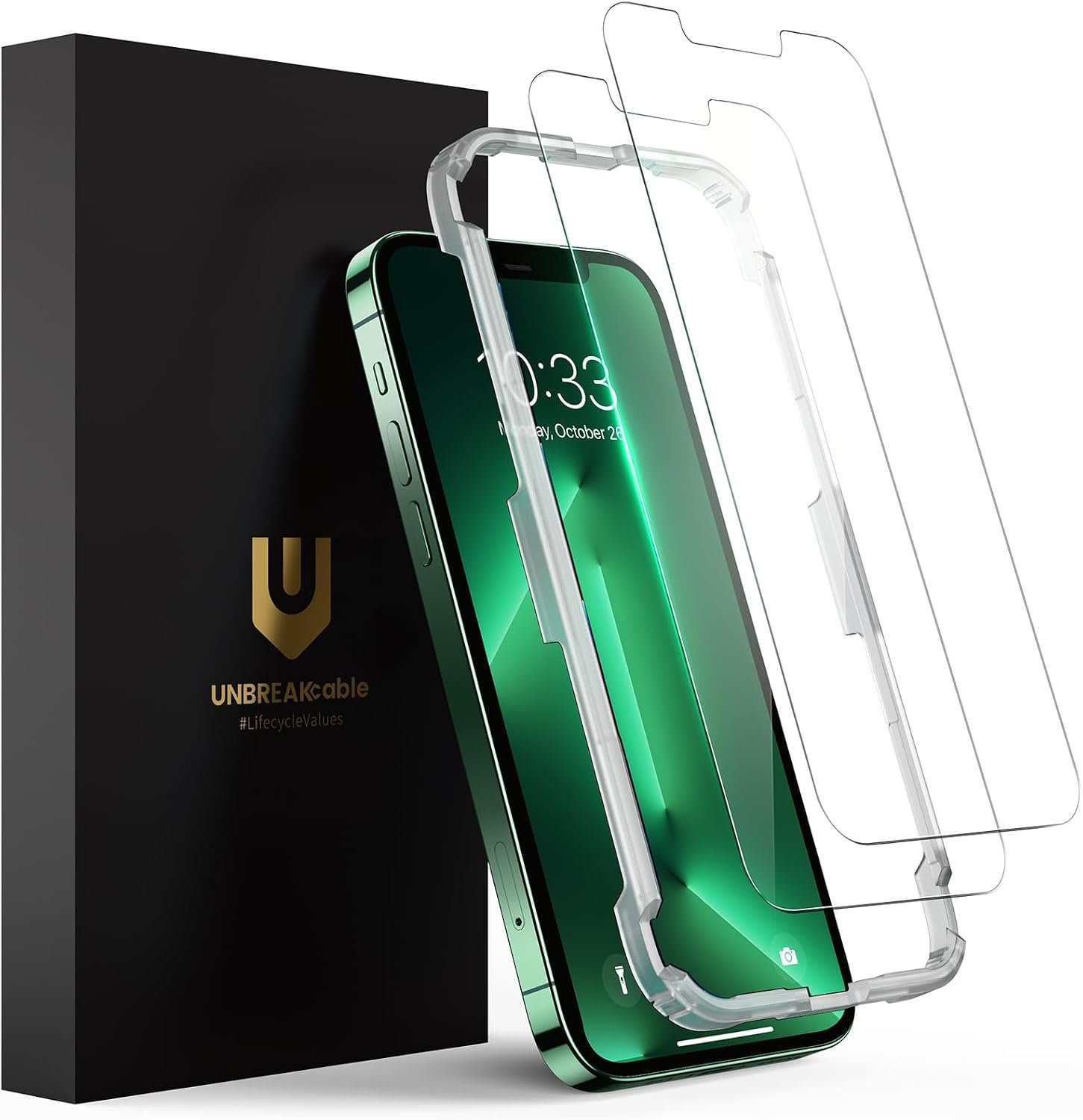 UNBREAKcable 3-Pack Screen Protector for iPhone 13 Pro Max/iPhone 14 Plus, Double Shatterproof Tempered Glass [Easy Installation] [9H Hardness] [99.99% HD Clear] [Case Friendly] for iPhone 6.7 inch product image