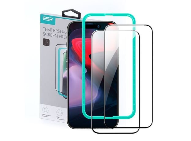 ESR 3 Pack for iPhone 15 Pro Screen Protector, Military Grade Shatterproof, 9H Hardness, Full Coverage Tempered Glass with UltraFit Tray product image