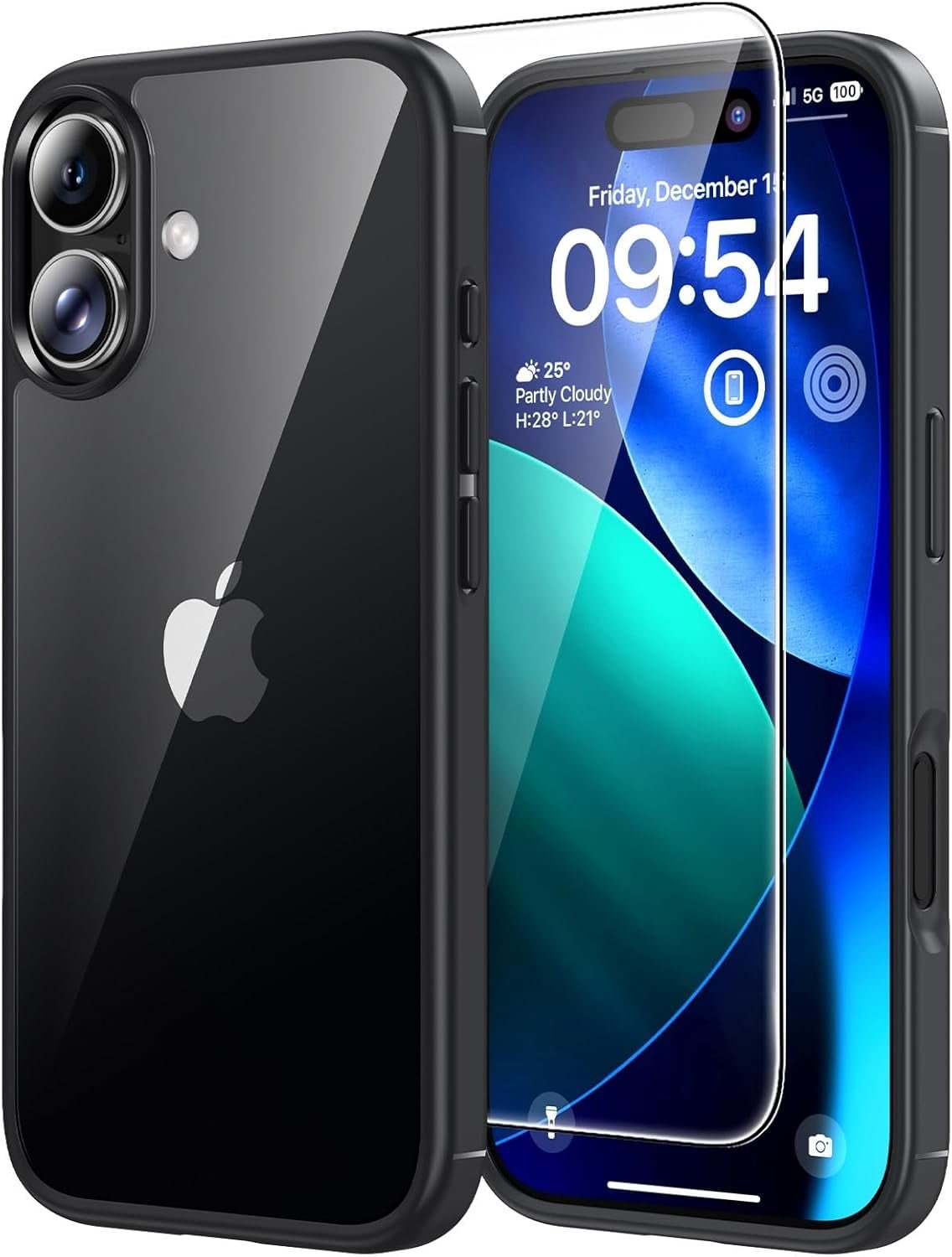 amFilm Auto-Alignment OneTouch for iPhone 16 [6.1''] Screen Protector + Camera Lens Protector, Tempered Glass, 30 seconds Installation, Bubble Free, Case Friendly, Anti-Scratch [2+2 Pack] product image