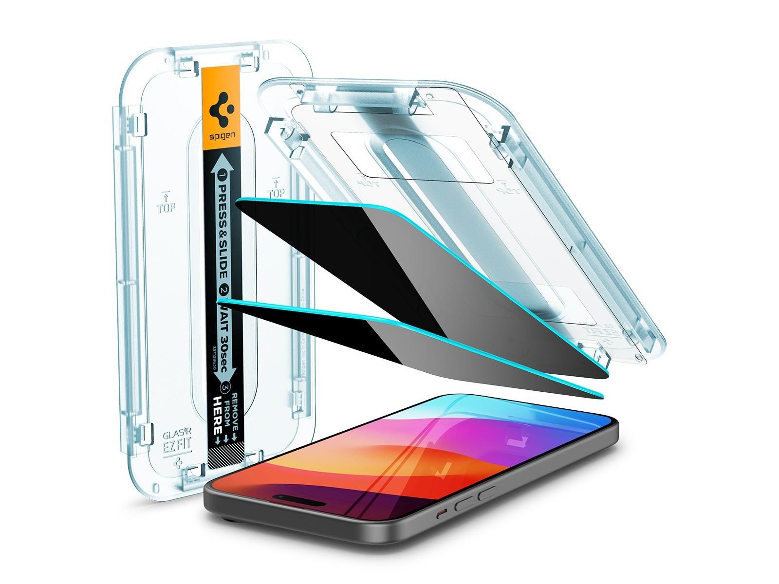 Spigen Tempered Glass Screen Protector [GlasTR EZ FIT - Privacy] Designed for iPhone 15 Pro Max [Case Friendly] - 2 Pack product image