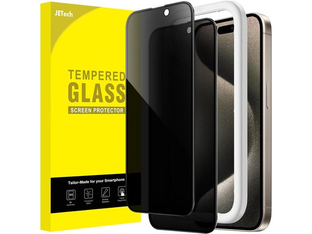JETech Privacy Screen Protector for iPhone 15 Pro Max 6.7-Inch, Anti-Spy Tempered Glass Film with Easy Installation Tool, 2-Pack product image