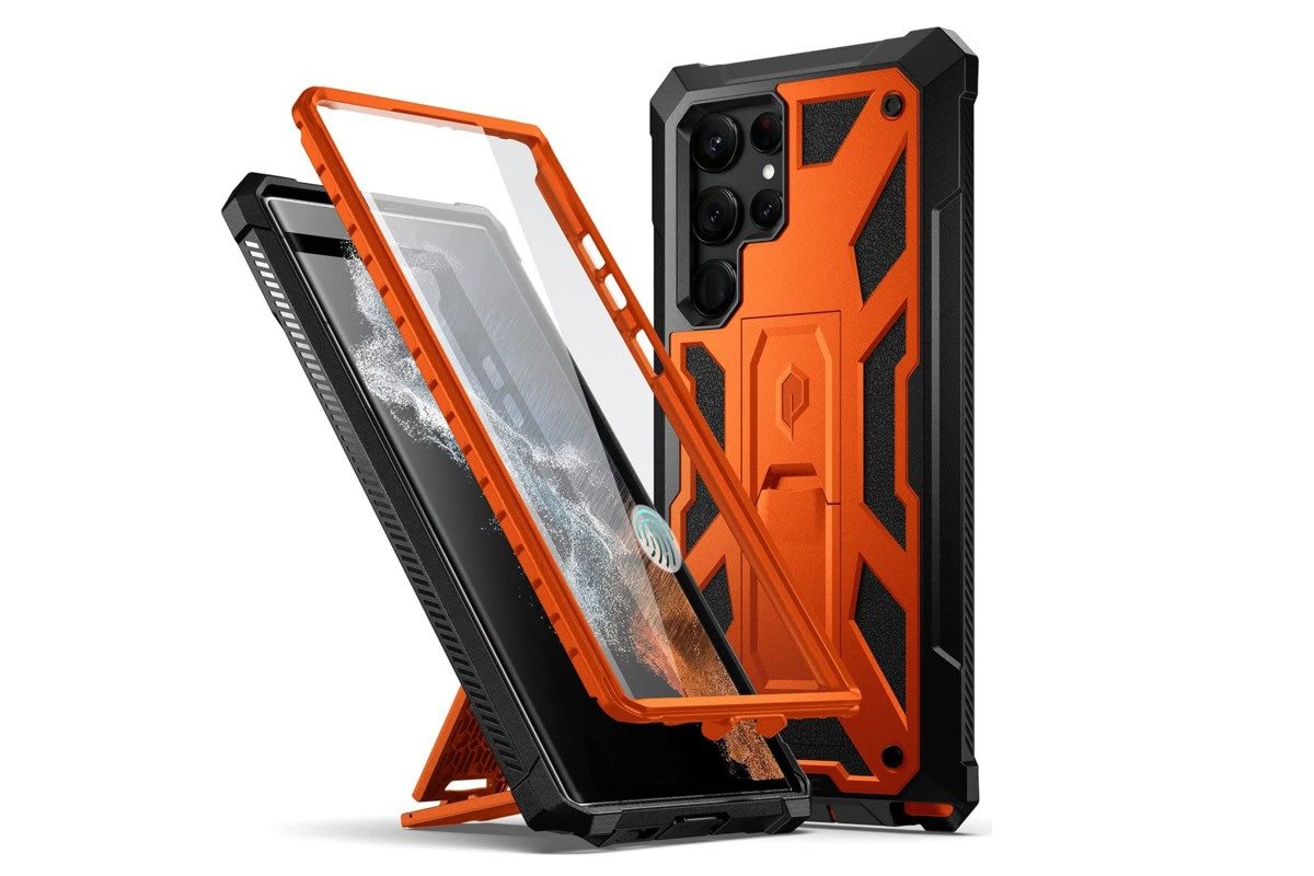 Poetic Spartan Case for Samsung Galaxy S22 Ultra 5G 6.8 inch, Built-in Screen Protector Work with Fingerprint ID, Full Body Rugged Shockproof Protective Cover Case with Kickstand product image