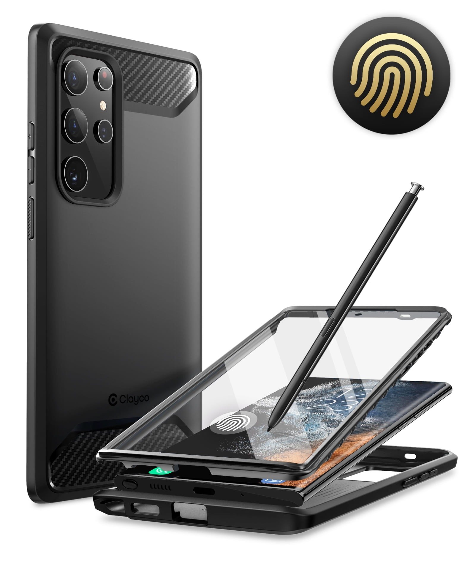 Clayco Xenon Series Case for Samsung Galaxy S22 Ultra 6.8 inch 5G, [Built-in Screen Protector] 360 Degree Full Body Protection Shockproof 2022 Release product image