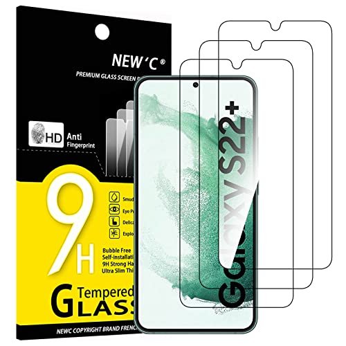 NEW'C 3 Pack Designed for Samsung Galaxy S22 Plus / S22+ Screen Protector Tempered Glass, Anti-Scratch, Anti-Fingerprints, Bubble-Free, 9H Hardness, 0.26mm Ultra Transparent, Ultra Resistant product image