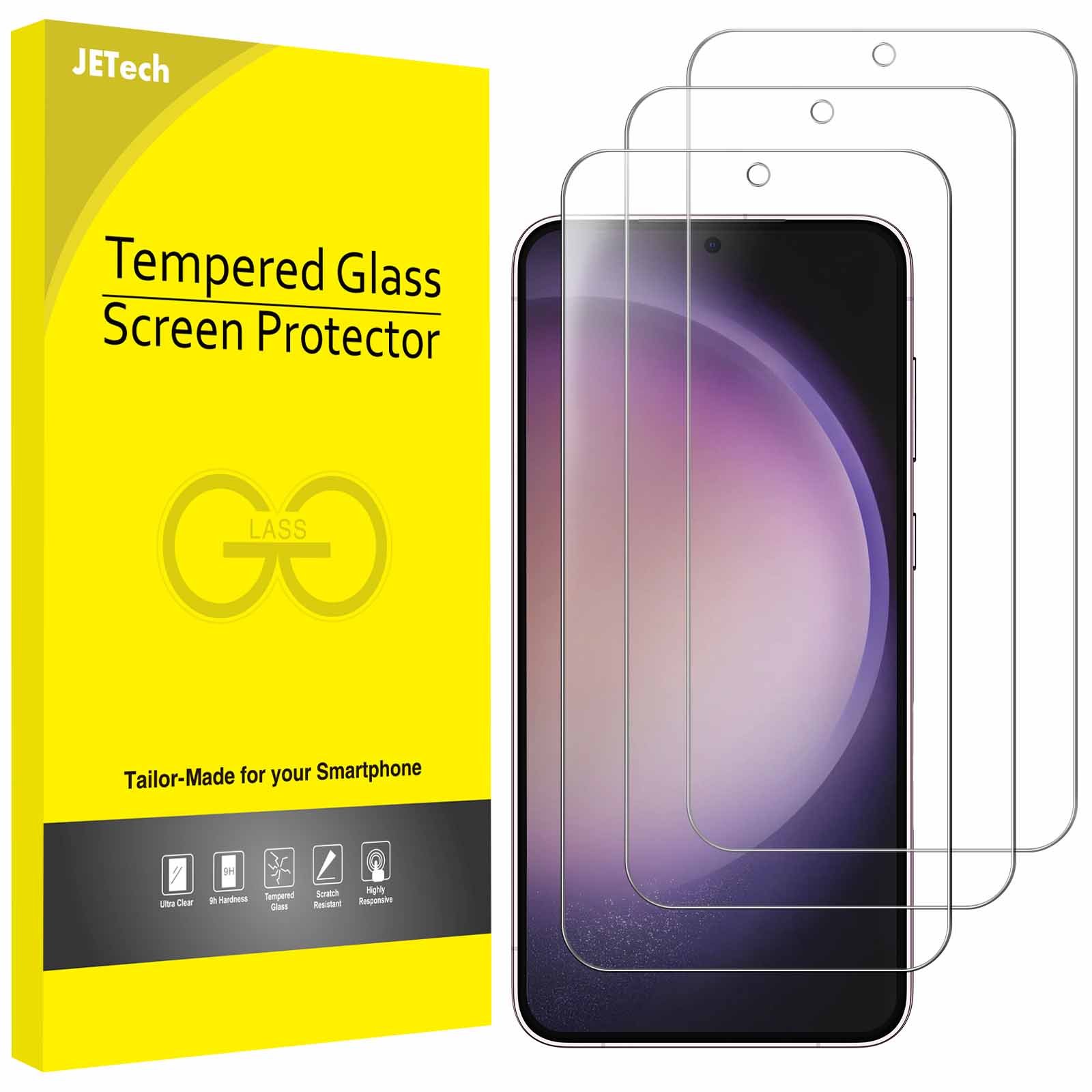 JETech Screen Protector for Samsung Galaxy S22 Plus 5G 6.6-Inch with Camera Lens Protector, Tempered Glass Film, HD Clear, 2+2 Pack product image