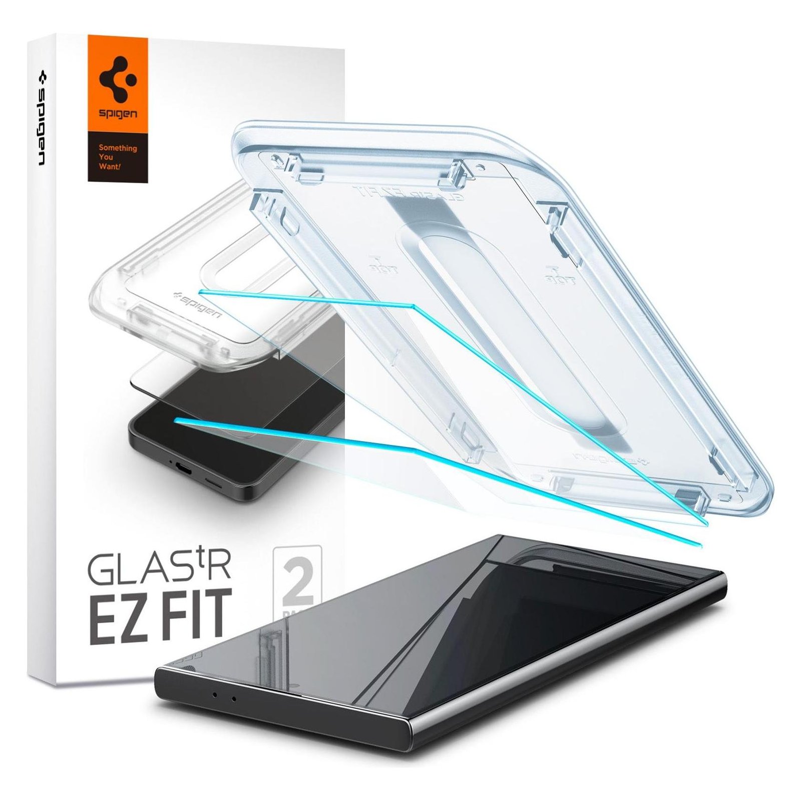 Spigen Glas.tR EZ Fit Tempered Glass Screen Protector [2 Pack] for Samsung Galaxy S24 Ultra - Case Friendly, 9H Hardness, Oleophobic Coating product image