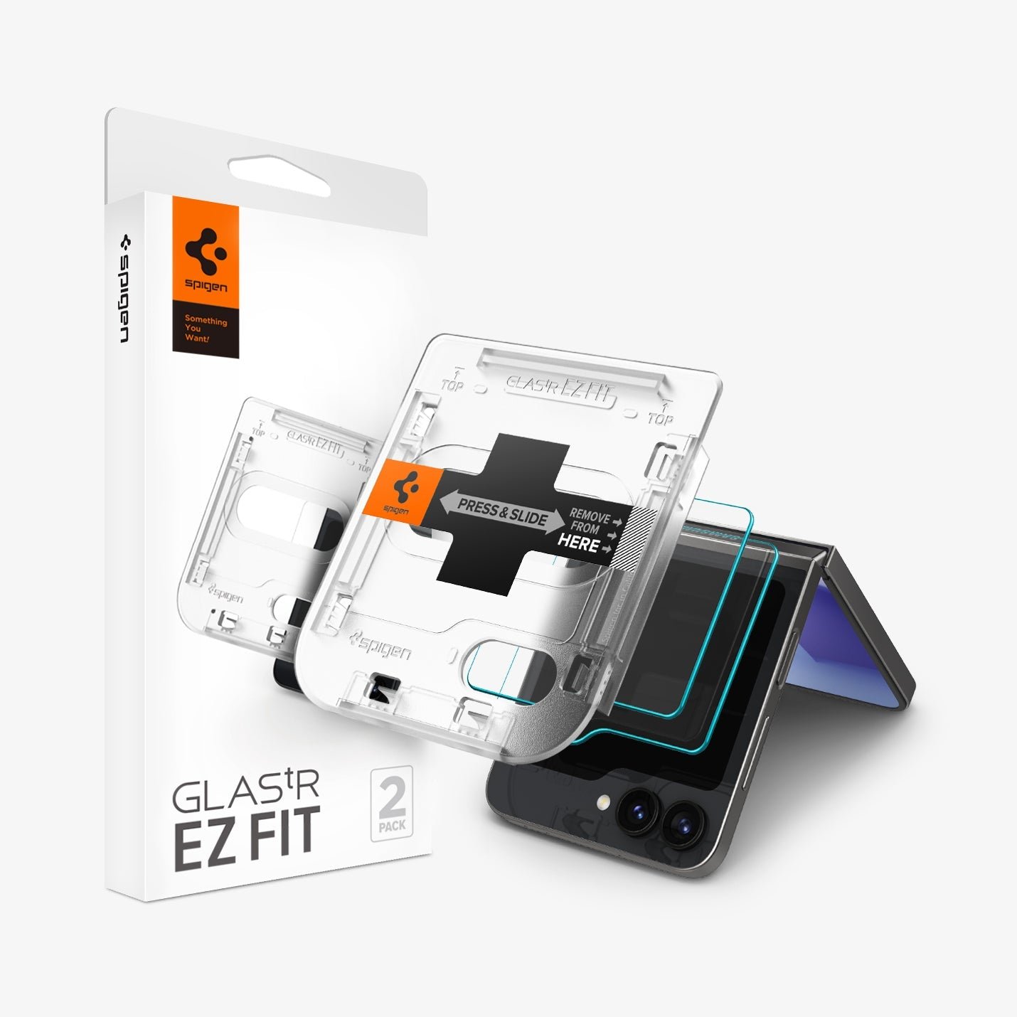 Spigen Tempered Glass Screen Protector [GlasTR EZ FIT] designed for Galaxy Z Flip 7 FE/Galaxy Z Flip 6 [2 Pack] product image