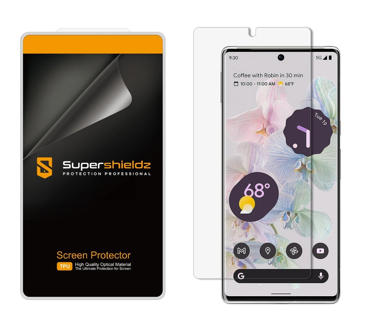 Supershieldz (2 Pack) Designed for Google Pixel 6 Pro Screen Protector, High Definition Clear Shield (TPU) product image