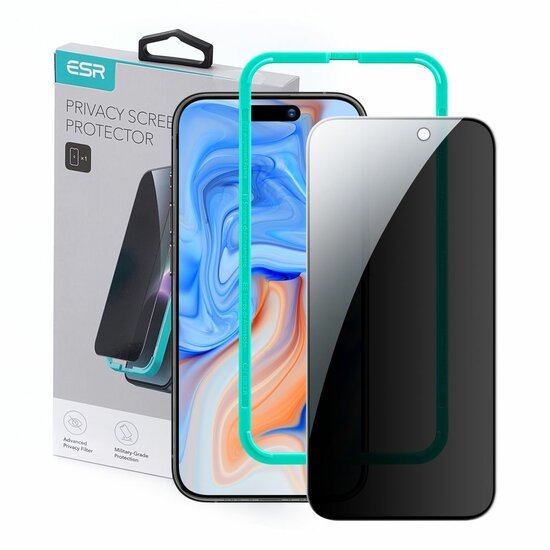 ESR 3 Pack Privacy Screen Protector for iPhone 16 Plus/iPhone 15 Plus, 28° Anti-Spy Tempered Glass with UltraFit Tray product image
