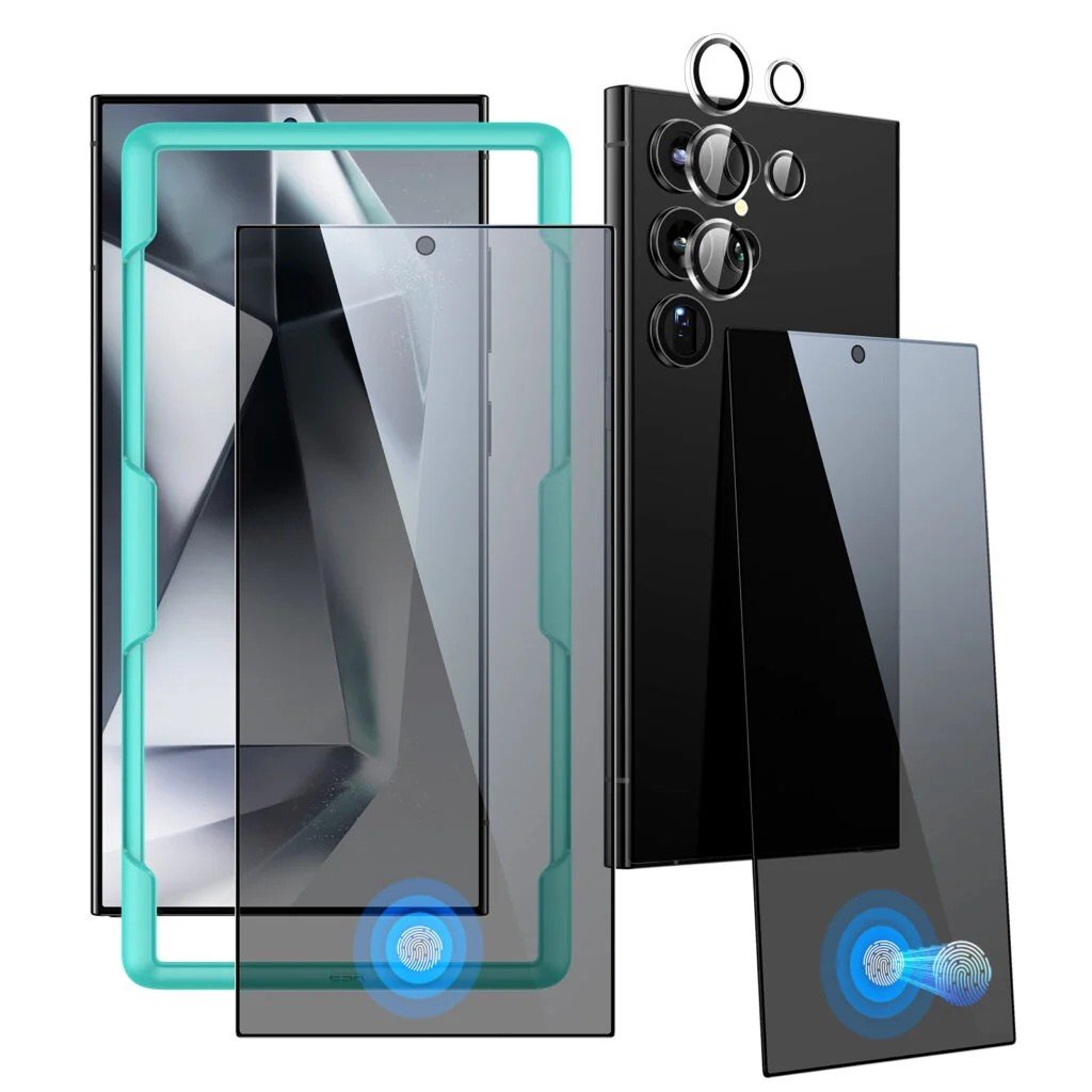 ESR for Samsung Galaxy S24 Ultra Privacy Screen Protector Set, 2 Tempered Glass Screen Guards and 1 Set Individual Lens Protector, Full-Coverage Military-Grade Protection, Scratch Resistant product image
