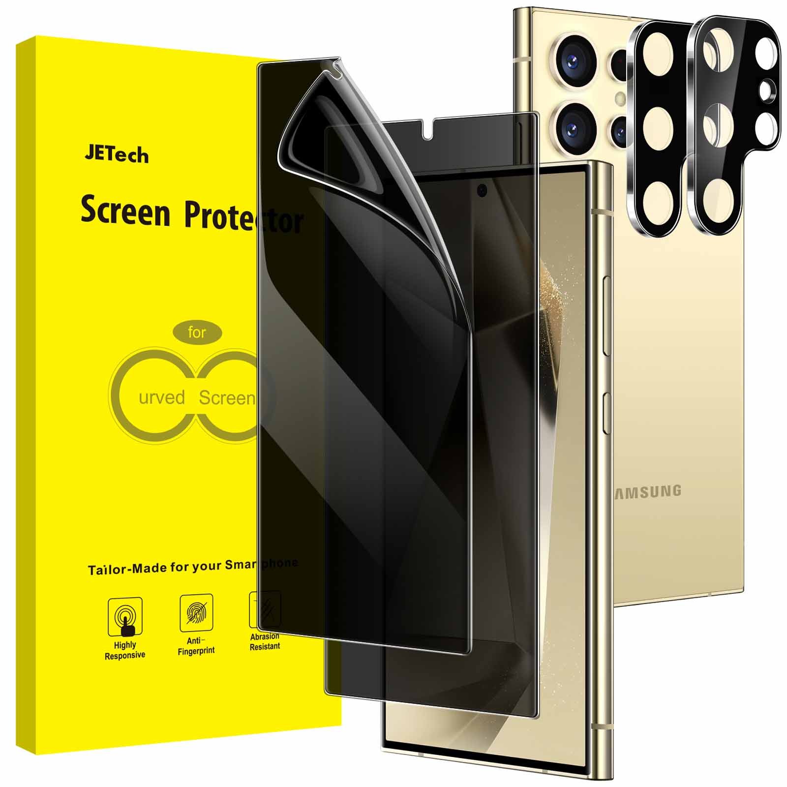 JETech Privacy Screen Protector for Samsung Galaxy S24 Ultra 5G 6.8-Inch, Anti-Spy Flexible TPU Film, Fingerprint Unlock Compatible, 2-Pack product image