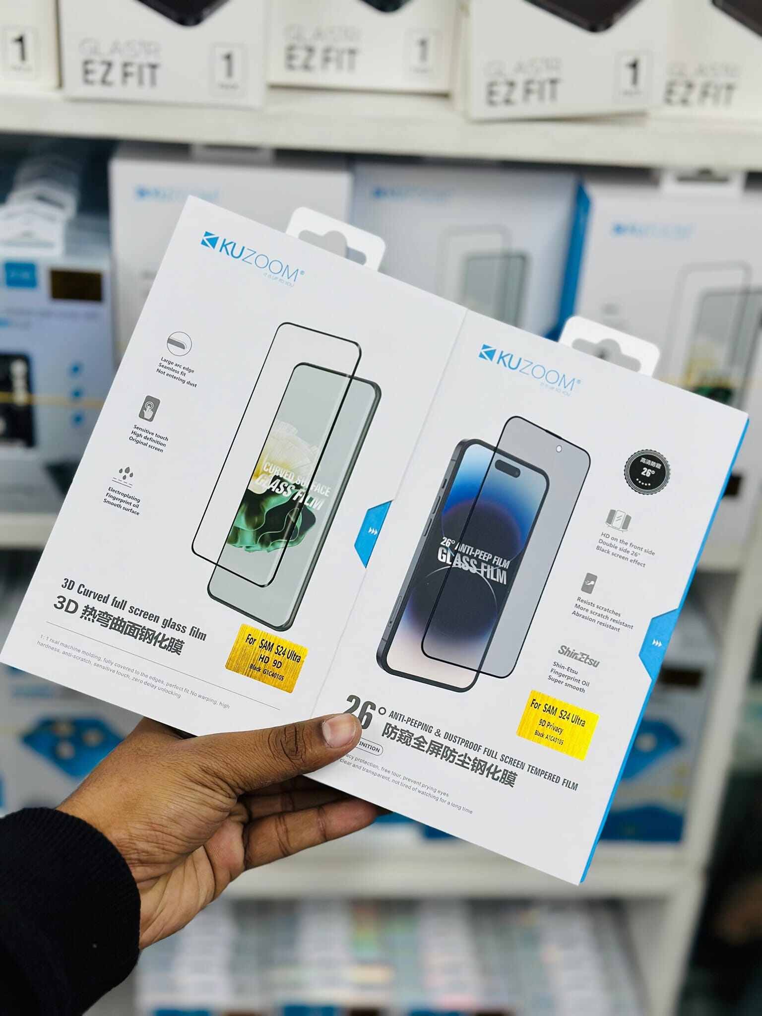 KUZOOM 2 Pack Privacy Screen Protector for Samsung Galaxy S24 Ultra, Anti-Spy Private Protective Film, 100% Fingerprint Unlock, 9h+ Tempered Glass, Automatic Dust Removal, Anti-Scratch Protection product image