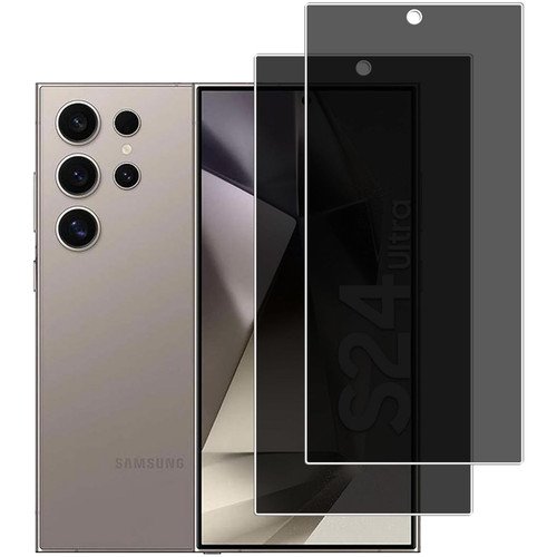 Prybaw [2+2 Pack] for Samsung Galaxy S24 Ultra Privacy Screen Protector Tempered Glass with Camera Lens Protector - High Transparency, Shockproof, Anti-Smudge, Supports Fingerprint Unlock product image