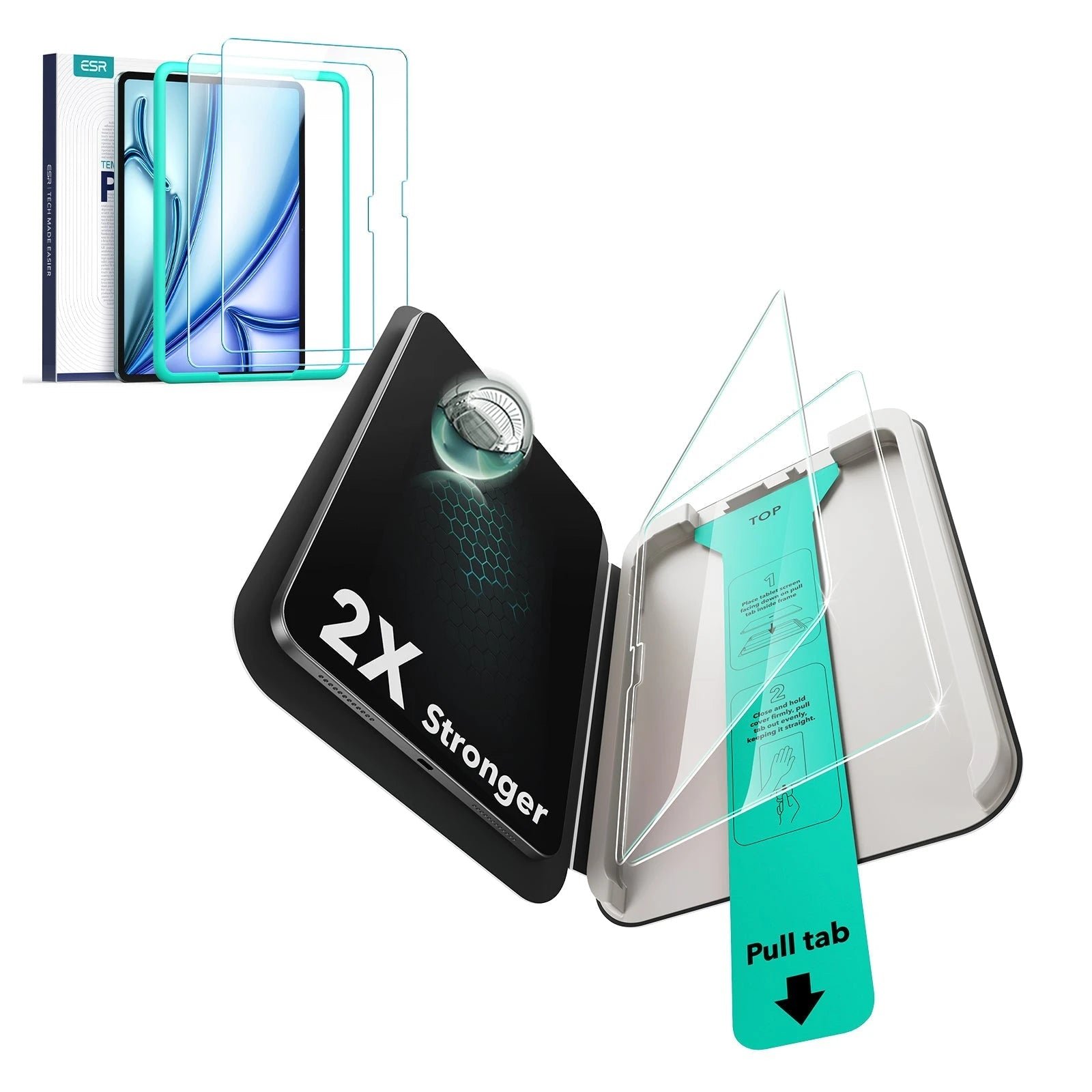 ESR 2 Pack Paper-Feel Screen Protectors for iPad Air 11 Inch M3/M2 (7th/6th Generation, 2025/2024), Write and Draw Like on Paper, 9H Tempered Glass, Matte Writing Film with Alignment Frame, Anti-Glare product image