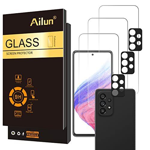 Ailun Screen Protector for Galaxy A53 5G 6.5" [3 Pack]+ [3 Pack] Camera Lens Protector, Tempered Glass, Ultra Clear, Anti-Scratch, Case Friendly product image