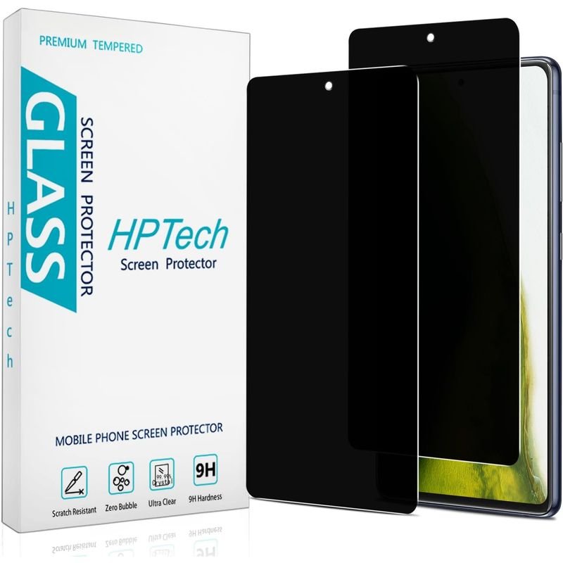 HPTech 2 Pack Privacy Screen Protector Designed for Samsung Galaxy S20 FE, A53, A52, A51 Anti-Spy Tempered Glass [Don't Support Fingerprint Unlock] Anti Scratch, Bubble Free product image