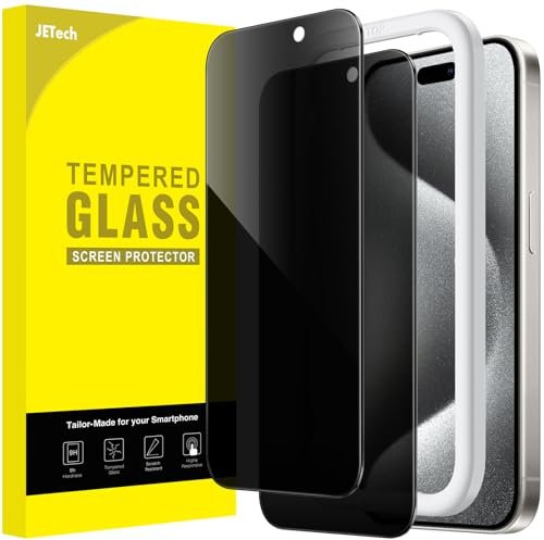 JETech Privacy Screen Protector for iPhone 15 Pro 6.1-Inch, Anti-Spy Tempered Glass Film with Easy Installation Tool, 2-Pack product image