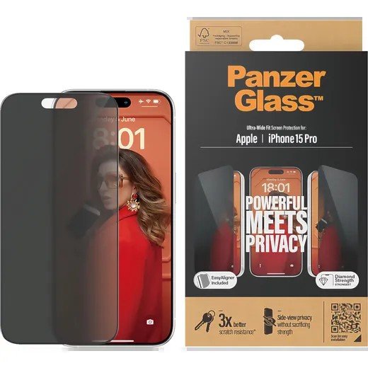 PanzerGlass Ultra-Wide Fit Privacy Screen Protector for iPhone 15 Pro product image