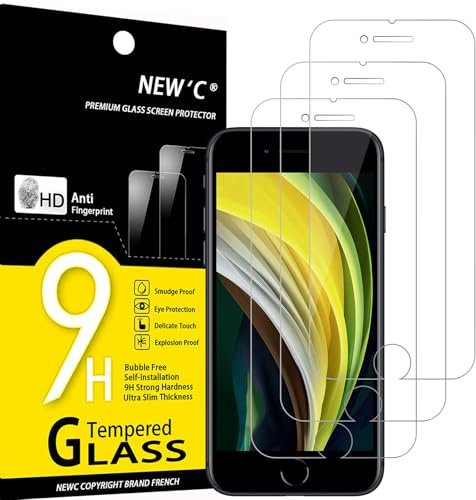 NEW'C 3 Pack Designed for iPhone SE 3/2 (2022/2020 Edition) Screen Protector (4.7 inches), Tempered Glass, Case Friendly Scratch Resistant, Bubble-Free, Ultra Resistant product image