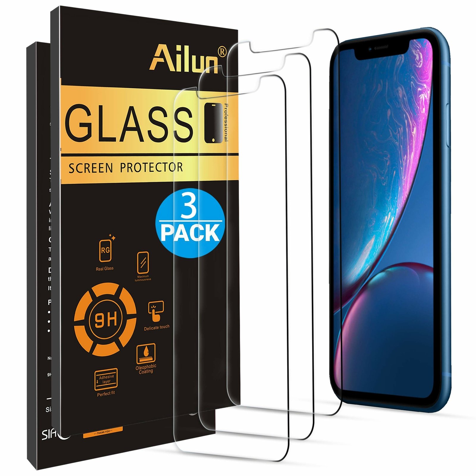 Ailun Screen Protector for iPhone 16e / iPhone 14 / iPhone 13 / iPhone 13 Pro [6.1 Inch] Display 3 Pack Tempered Glass, Case Friendly product image
