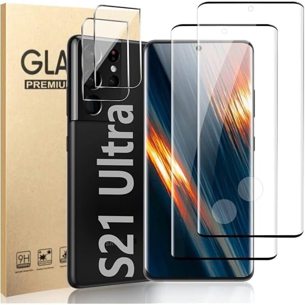 letosan [2+2 Pack] Galaxy S21 Ultra Screen Protector, 9H Tempered Glass, Ultrasonic Fingerprint Compatible product image