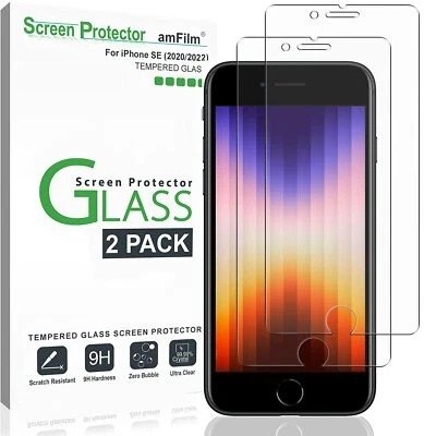 amFilm Tempered Glass Screen Protector for iPhone SE 3 (2022 3rd Gen) / SE 2 (2020 2nd Gen), iPhone 8, 7, 6S, 6 (2 Pack) product image