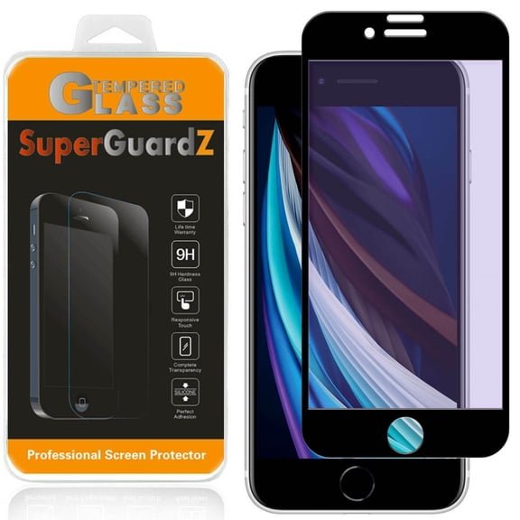 [2-Pack] for iPhone SE (2nd Gen, 2020) / iPhone 8 / iPhone 7 Screen Protector Anti Blue Light Tempered Glass [Eye Protection], SuperGuardZ, 9H, 0.3mm, Anti-Scratch, Anti-Bubble [Lifetime Replacement] product image