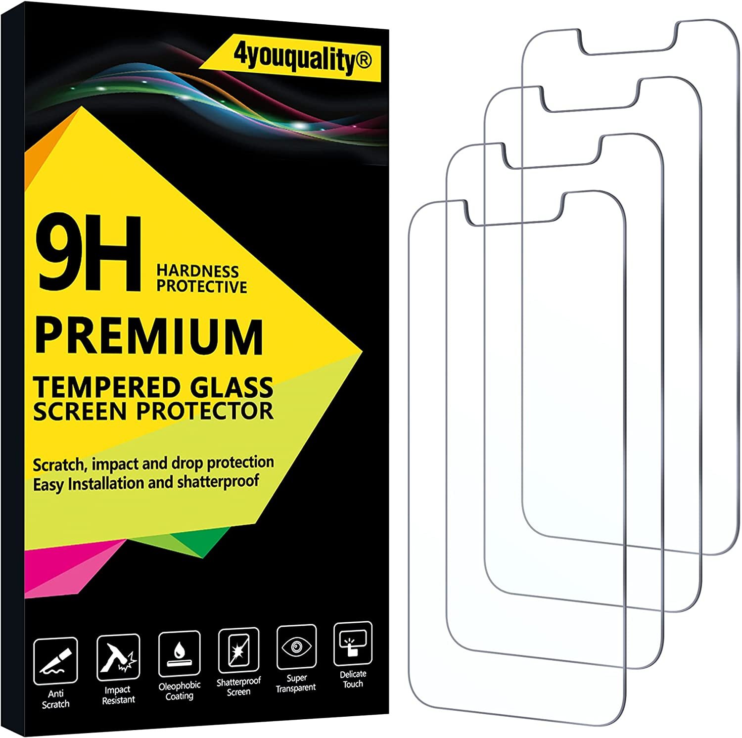 4youquality [3-Pack][Full Coverage] iPhone SE 3/2 (2022/2020 Edition) Screen Protector, Tempered Glass Film [LifetimeSupport][Full Coverage] Screen Protector for iPhone SE 2020 & iPhone SE 2022 product image