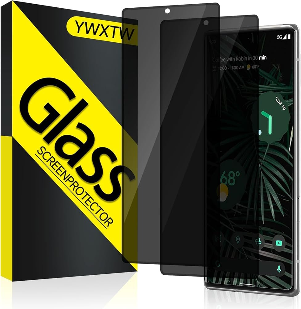 YWXTW 2 Pack Privacy Screen Protector for Google Pixel 6 Pro 6.7 inch, 9H Tempered Glass, Anti-Spy, Case Friendly product image
