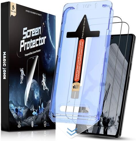 MAGIC JOHN 2 Pack for Google Pixel 8 Pro Tempered Glass Screen Protector, Auto Dust-Elimination, Bubble Free, HD Clear, Easy Installation product image